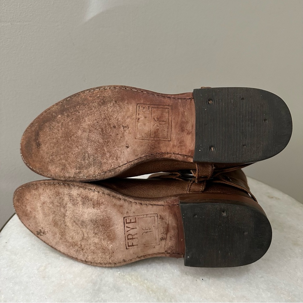 Women’s Brown Leather Harness Boots, Size 7 1/5 - Picture 10 of 16